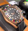 Роскошные часы Rainbow Diamond 116695Sats Новое в Box Black Dial Стальной браслет автоматический модный бренд сапфир светящиеся мужские часы.