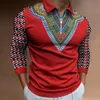 Mens polo jesienne nadrukowane mody koszuli polo z lapowym zamkiem dla mężczyzn Slim Casual Top Vintage 3DRinted Odzież 6xl 230829