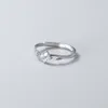 Cluster-Ringe LAVIFAM 925 Sterling Silber Kleiner Fingerring für Frauen Mädchen Zirkone Vierblättrige Blumenlinie Süße Handschmuck