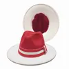 Chapeaux à bord avare Double couleur Fedoras chapeau pour femmes homme chapeaux chaîne bande dégradé casquette haut-de-forme mode Panama église chapeau Fedoras Jazz casquette en gros J230829