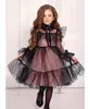 Girl Dresses Puffy Polka Dots Tulle Flower Elegance Princess Long Sleeves Bow Sashes Holy Communion Dress Kids Prom