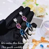 Boucles d'oreilles pendantes faites à la main de luxe rose bleu cristal Imitation perle gland goutte pour femmes accessoires de fête bijoux femme KAE238