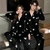 Women's Sleepwear Lover Winter Pajamas Set For Women Home Clothes Men Pyjamas Loungewear Long Sleeve Sleep Top And Trousers Gold Velvet
