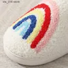 Slippers VCEO Cute Cartoon Rainbow Winter Cotton Slippers Quiet Ultra Light Non-Slip Comfortable large wooden Floor Indoor Cotton Shoes T230828