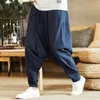 Herrbyxor casual sport män mode blommor ren färg hiphop stil drop-crotch streetwear byxor