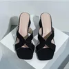 Slippers FAFA Heels Linen Coarse Heel Female Summer Sandals High Shoes Europe And The United States