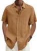 Koszulki męskie bawełniane lniane bluzka letnie mężczyźni odrzucają kołnierz krótkie guziki z krótkim rękawem luźne topy ponadwymiarowe s5xl szest22092 230828