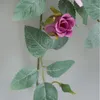 Fleurs décoratives Rose fleur artificielle pour guirlande de mariage Roses lierre vigne feuilles vertes jardin arc décor bricolage fausse décoration de toile de fond