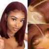 Reddish Brown Lace Front Human Hair Bob Hair Wig Human Hair Color 33 Copper Red 13x4 Lace Frontal Wigs for Women 180 Density