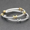 Bangle Multi Twisted Cable Wire Cross Bracelet For Women Classic Stainless Steel Fashion Stackable OPen Bangle Wholesale Retail 230828