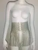 Kobiety z czołgów kobiet 2023 wielofunkcyjny bandaż Camis Tops Bling Rhinestone Tassel Mini spódnica Kobiety Sexy Fancy Party Night Club odzież