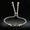 Lien Bracelets chien griffe Bracelet pour femmes acier inoxydable couleur Argent perle Bracelets bijoux Jonc Argent B1826S07