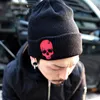 Stingy Brim Hats New Knit Hat Hip-Hop Style Skull Pattern Melon Leather Hat For Men and Women Warm Woolen Cap Beanie Cap J230829