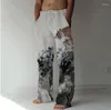 Pantalones De Hombre Moda Pierna Recta Impreso En 3D Diseño De Cordón Elástico Bolsillo Delantero Gráficos Diarios Informales