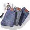 Calças de brim masculinas 2023 outono moda preto algodão denim calças masculinas casual fino ajuste estiramento magro