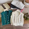 Jersey suéteres abrigo niña bebé versátil flor cardigan algodón tejido bordado chaleco estilo encantador moda simple 230828