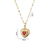 Anhänger Halsketten Goldene Herz Halskette mit Kristall Stein 316L Edelstahl Polnisch Liebe Y2K Vintage Schmuck Geschenk