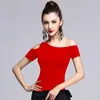 Etapa desgaste fuera del hombro mujeres baile latino top yoga practicando ropa adulto medio largo manga camiseta moderno físico 3color