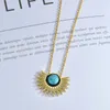 Ketten Edelstahl Goldene Bling Türkis Halskette Vintage Sonnenblume Anhänger Für Frauen Liebhaber Halsketten Modeschmuck Geschenke