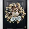 Decorative Flowers Wreath Door Hangable Cloth Dog Head Design Fine Print Colorful Decor For Wedding Wall