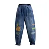 Damesjeans Geborduurd Dames Lente en Herfst 2023 Losse Daddy-broek Retro Patch Recht Slim Harem Tij