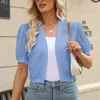 Women's Blouses Women Puff Sleeve Bolero Open Front Summer Cropped Sheer Jackets Cardigan V Neck