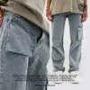 MADE EXTREME grote zak splitsen cargo jeans orgelzak gewassen vintage rechte jeans Y2k heren jeans unisex HKD230829