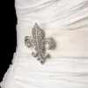 2 "빈티지 실버 클리어 리네 스톤 Fleur de Lis Crystal Bridal Pin Brooch