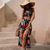 Dwuczęściowa sukienka Y2K bikini bluzki długa sukienka seksowna dla kobiet lato moda dwa kawałki w stylu spódnicy w stylu Floral Midi sexy boho zestawy 230829