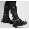 Stivali stivali da moto in pelle da uomo militari cintura gotica scarpe punk outdoor tattiche 230829