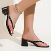 Slyckor plus storlek .36-42 Kvinnor Flip Flops High Heels smala band glider ut Side Woman Beach Shoes Zapatos Mujer Summer 1157N