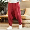 Herenbroek Casual Mode Losse Pure Kleur Hip Hop Stijl Katoen en Linnen Lengte Harajuku Broek Kledingstuk Parachute Broek