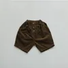 Byxor 2023 Barn Spring Autumn Corduroy Half Pants Simple Solid Color Pocket Loose Casual Cotton Korean Middle