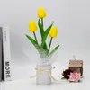 Decorative Flowers Artifical Flower Tulip Bouquet Hug Bucket Home Decoration INS Props Party Display Ornaments Mothers' Day Gift Simulation