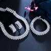 Ensemble de boucles d'oreilles et collier, bijoux de mariée, 3 pièces, bracelet, chaîne, super flash, micro-incrusté de zircons, pierres précieuses colorées pour robe de soirée