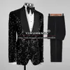 Erkekler Blazers zarif erkek moda takım elbise erkekler şerit ışıltılı pullu blazer resmi damat balo parti düğün smokin ince fit iş kıyafetleri 230828