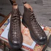 Bottes arrivée hommes en cuir véritable rétro soldats confort court tendance cool garçon chaussures automne 230829