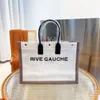 حقيبة مصمم فاخرة عالية الجودة حقيبة تسوق نسائية نهر اليدين نهر Gauche Handbag Summer Rafia Linen Beach Bag Travel Cantle Handbag Fashion Bag