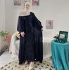 Etniska kläder Elegant muslimsk öppen abaya kimono kalkon glitter trasa abayor för kvinnor dubai ballong ärm hijab klänning islam outfit kaftan