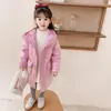 Manteau en duvet blanc pour enfants, veste à longues oreilles pour jeunes filles et enfants au visage brillant