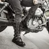 Stivali di grandi dimensioni 3846 da uomo in pelle da motociclista a metà polpaccio militare da combattimento cintura gotica punk da uomo scarpe rock 230829