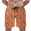 Men's Shorts Tribal Print Board Orange Mandala Hawaii Short Pants Men Design Sports Surf Quick Dry Swim Trunks Birthday Present