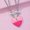 Pendanthalsband Luoluobaby 2st/Set Heart Broken Color Block Children's Drip Oil BFF Halsband för flickor Friendship Jewelry Gift