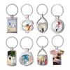 Creative Keychains Sublimation Metal Keychains Rotate Round Keyring DIY Heat Transfer Blank Key Chain Round Square Heart Shape Keyring Pendants Christmas Gifts