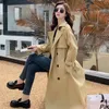 Womens Wool Blends Double Breasted Khaki Long Trench Coat Vintage Classic Slim Windbreaker Casaco Women Casual Gabardina Chaquetas Korean Abrigos 230828