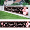 Black Gold Happy Birthday Banner Party Decoration Baby Shower Background Decor Bunting Garland Banners Hanging Flags HKD230829