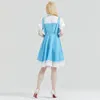 Abito casual da donna Mago di Oz Dorothy vestito e fiocchi per capelli Costume abito scozzese blu