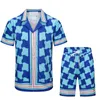 Casablanca Hemd 22ss Hemden Designer-Herren-T-Shirt-Set Masao drei bedrucktes Herren-Freizeithemd und kurzes lockeres Damen-Seidenhemd Hochwertiges T-Shirt