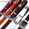 Ceintures LAUWOO dernière dame rétro ceinture Punk 2.8CM personnalisé punk large ceinture 100% cuir de vache ceinture décorative vache en cuir véritable 230829