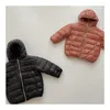 Casaco para baixo leve jaquetas finas para bebês meninas meninos outono inverno estilo coreano sólido quente zíper casacos com capuz crianças outerwear 2-6y
